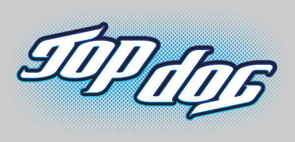 Ambigram of the words top and dog.